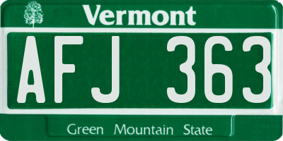 VT license plate AFJ363