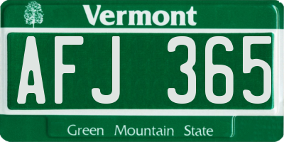 VT license plate AFJ365