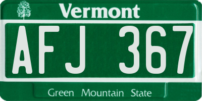 VT license plate AFJ367