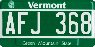 VT license plate AFJ368