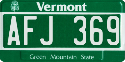 VT license plate AFJ369