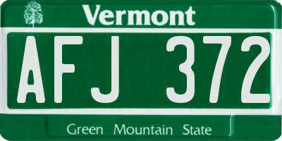 VT license plate AFJ372