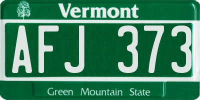 VT license plate AFJ373