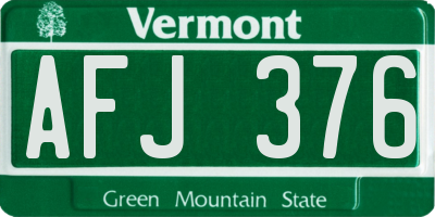 VT license plate AFJ376