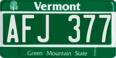 VT license plate AFJ377