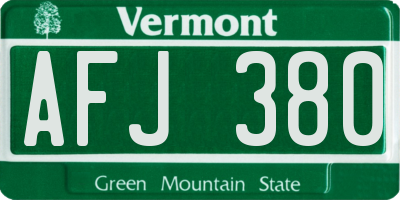 VT license plate AFJ380