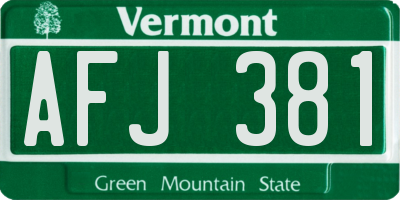 VT license plate AFJ381