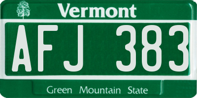 VT license plate AFJ383