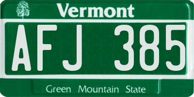 VT license plate AFJ385