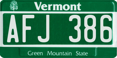 VT license plate AFJ386