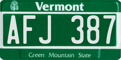 VT license plate AFJ387