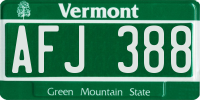 VT license plate AFJ388
