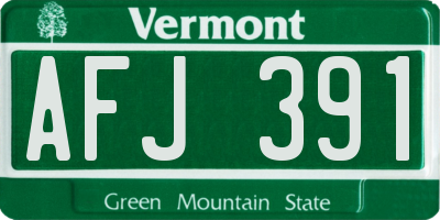 VT license plate AFJ391