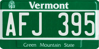 VT license plate AFJ395