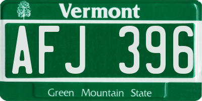 VT license plate AFJ396