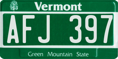 VT license plate AFJ397