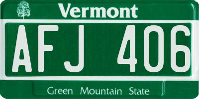 VT license plate AFJ406
