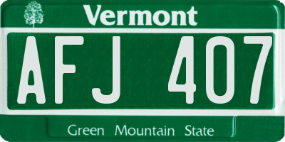 VT license plate AFJ407