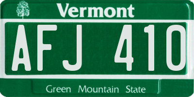 VT license plate AFJ410