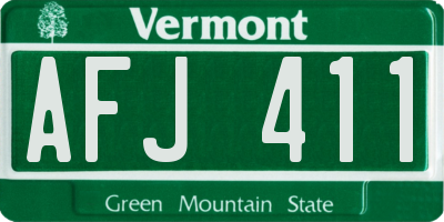 VT license plate AFJ411