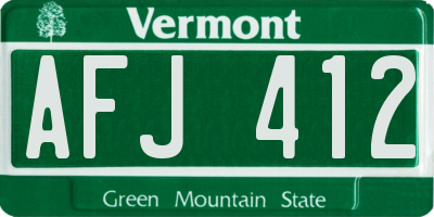 VT license plate AFJ412
