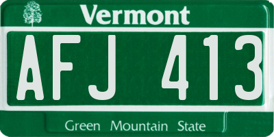 VT license plate AFJ413