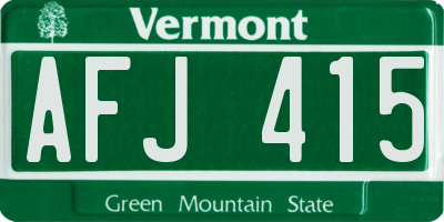 VT license plate AFJ415