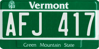 VT license plate AFJ417