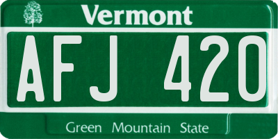 VT license plate AFJ420