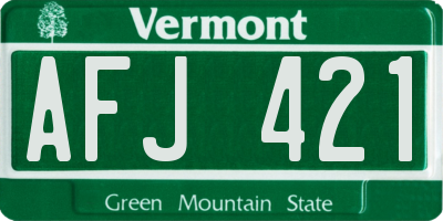 VT license plate AFJ421