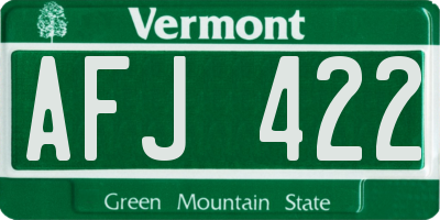 VT license plate AFJ422