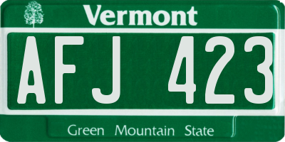VT license plate AFJ423