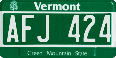 VT license plate AFJ424