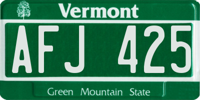 VT license plate AFJ425
