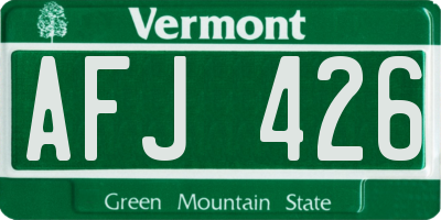 VT license plate AFJ426