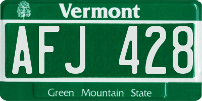 VT license plate AFJ428