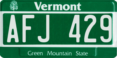 VT license plate AFJ429