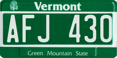 VT license plate AFJ430