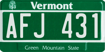 VT license plate AFJ431