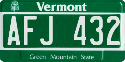VT license plate AFJ432