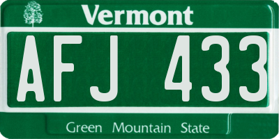 VT license plate AFJ433