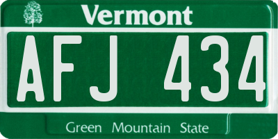 VT license plate AFJ434
