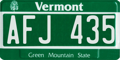 VT license plate AFJ435