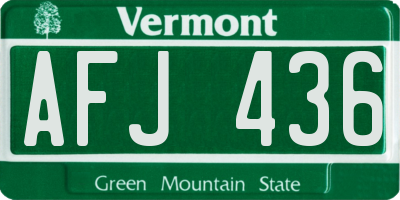 VT license plate AFJ436
