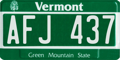 VT license plate AFJ437