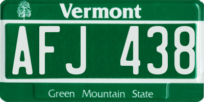VT license plate AFJ438