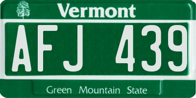 VT license plate AFJ439
