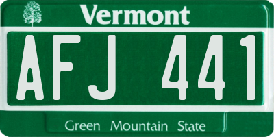 VT license plate AFJ441