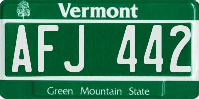 VT license plate AFJ442
