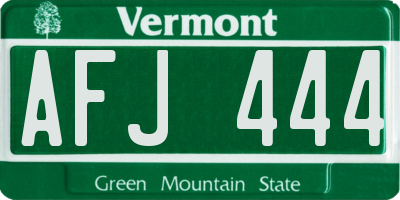 VT license plate AFJ444